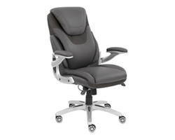 Work Smart Executive Leather Flip-Arm Chair