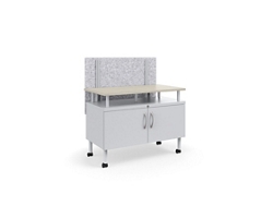 Tattoo Raised Top Mobile Storage Cabinet with Privacy Screen - 36"W