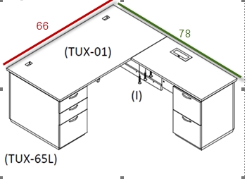 Tuxedo L-Shaped Desk with Right Return - 66