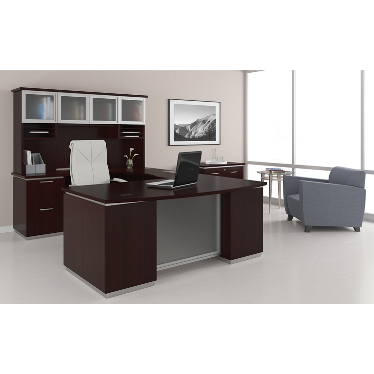 U-Shape Desk Set with Hutch, Left Return