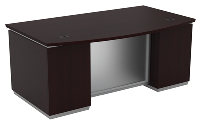 Tuxedo Bow Front Double Pedestal Executive Desk - 72