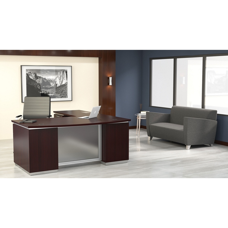 Tuxedo Bow Front L-Shape Desk with Left Return - 72