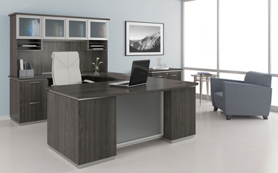 U-Shape Desk Set with Hutch, Left Return