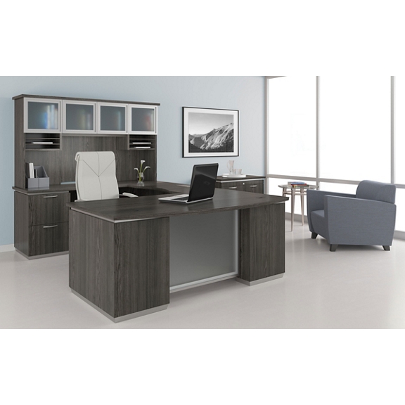 U-Shape Desk Set with Hutch, Left Return