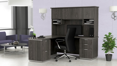 L-Shape Desk with Hutch, Left Return - 72