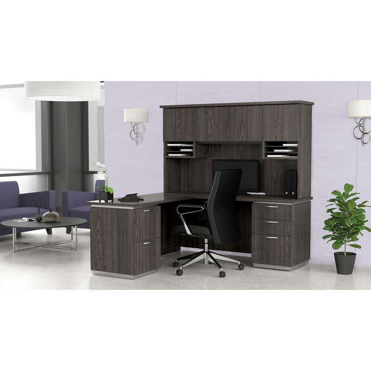L-Shape Desk with Hutch, Left Return - 72