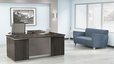 Tuxedo Bow Front L-Shape Desk with Left Return - 72