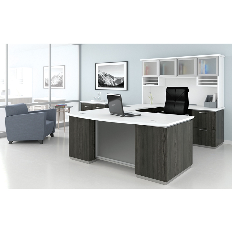 Tuxedo Bow Front Double Pedestal Executive Desk - 72
