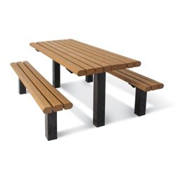 In-Ground Pedestal Table and Bench - 6 ft