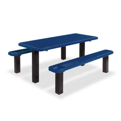 Surface Mounted Thermoplastic Pedestal Table and Benches - 6 ft