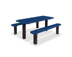 In-Ground Thermoplastic Pedestal Table and Benches - 6 ft
