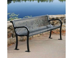 Plastic Coated Outdoor Bench with Slat Back - 4'W