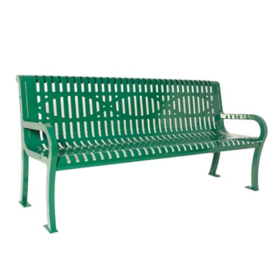 Plastic Coated Outdoor Bench with Wave Back - 4'W