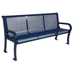 6' Plastic Coated Outdoor Perforated Bench with Back