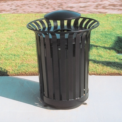 Outdoor Trash Receptacle with Rain Bonnet- 32 Gallon Capacity