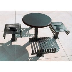 Outdoor Breakroom with 4 Seats and 36" Round Table - Surface Mounted