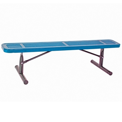 Backless Portable Perforated Steel Bench - 6'W