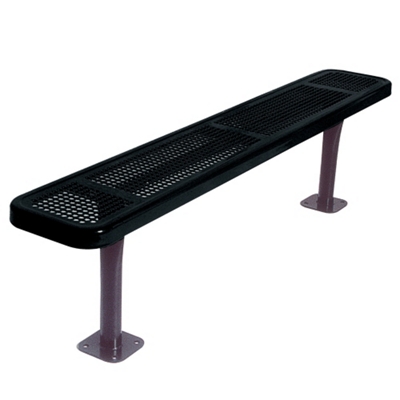 Backless Surface Mount Perforated Steel Bench - 6'W