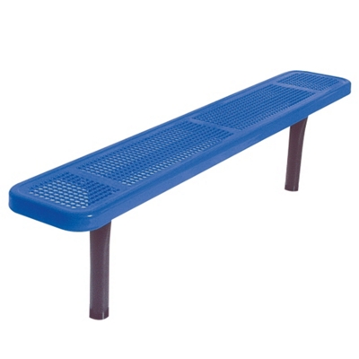 Backless In-Ground Mount Perforated Steel Bench - 6'W