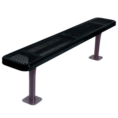 Backless Surface Mount Perforated Steel Bench - 8'W