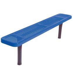 Backless In-Ground Mount Perforated Steel Bench - 8'W
