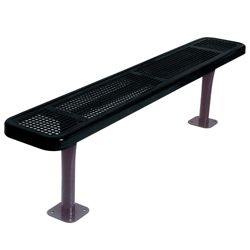 Backless Surface Mount Perforated Steel Bench - 10'W