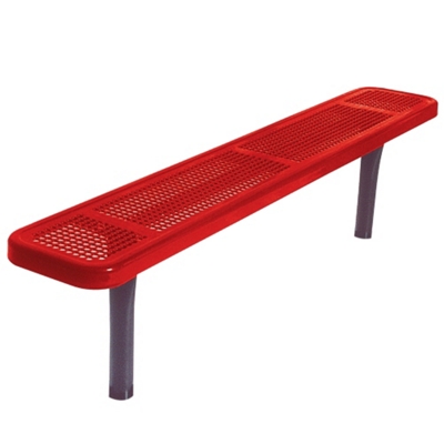 Backless In-Ground Mount Perforated Steel Bench - 10'W