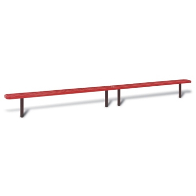 Backless In-Ground Mount Perforated Steel Bench - 15'W