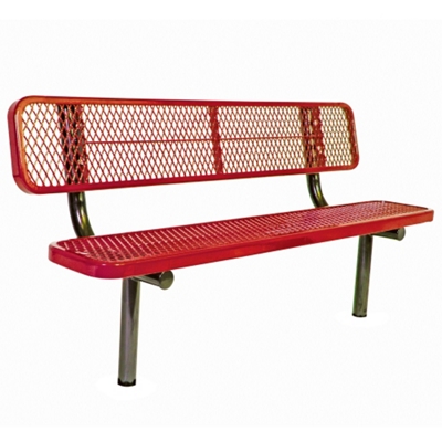 In-Ground Mount Perforated Steel Bench - 6'W