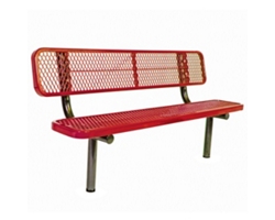 In-Ground Mount Perforated Steel Bench - 8'W