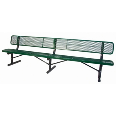 In-Ground Mount Perforated Steel Bench - 10'W