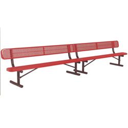 In-Ground Mount Perforated Steel Bench - 15'W
