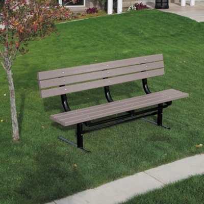 Surface Mount Recycled Plastic Lumber 8 ft Bench