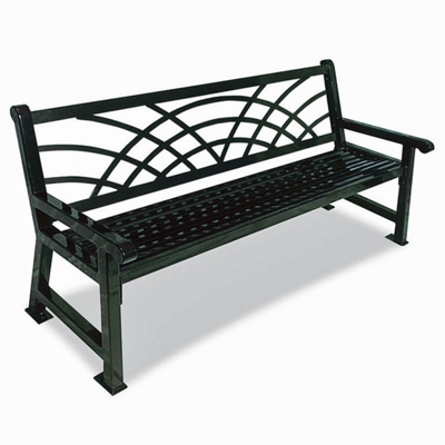 6 ft Galvanized Steel Bench with Back Design