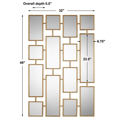 Signature Accents Antiqued Gold Rectangles Mirror