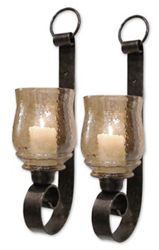 Antiqued Small Wall Sconces, Set of Two