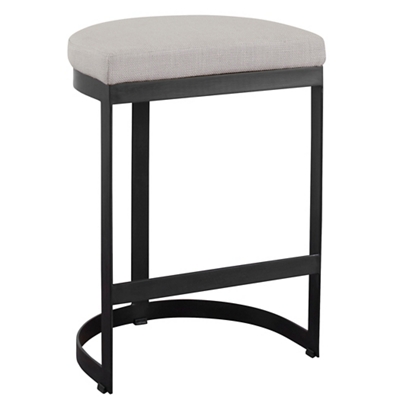 Matte Black Forged Iron/Off-White Linen Seat