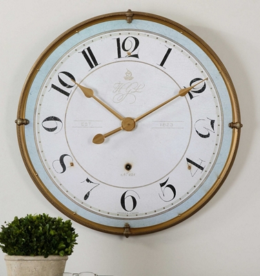 31.5" Pale Blue Edged Hanging Clock