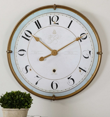 31.5" Pale Blue Edged Wall Clock