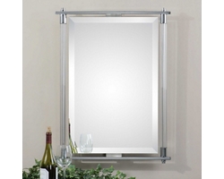 Rectangular Ribbed Glass Frame Mirror - 36"Hx26"W
