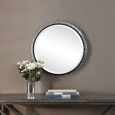 Round Galvanized Mirror - 26"Wx26"H