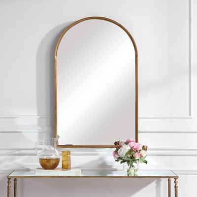 Arched Gold Leaf Mirror - 24"Wx39"H