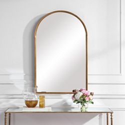 Arched Gold Leaf Mirror - 24"Wx39"H