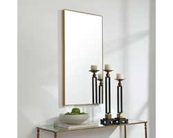 Thin Framed Rectangular Gold Mirror - 20"Wx40"H