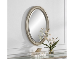 Metallic Beaded Oval Mirror - 21"Wx31"H