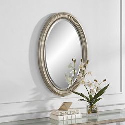 Metallic Beaded Oval Mirror - 21"Wx31"H