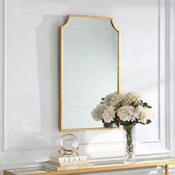 Curved Corners Gold Mirror - 22"Wx36"H