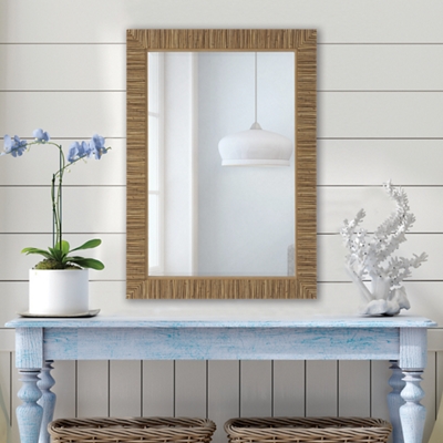 Textured Rattan Wrapped Mirror - 25"Wx35"H