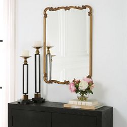 Gold Ornate Rectangular Mirror - 22"Wx32"H