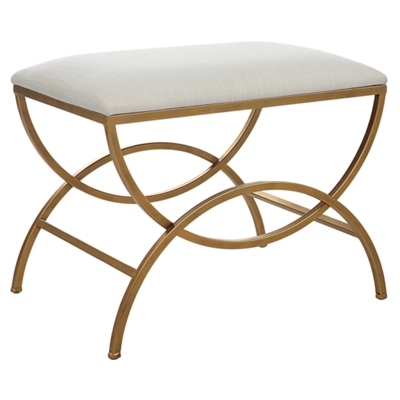 Brushed Brass/White Textured Fabric